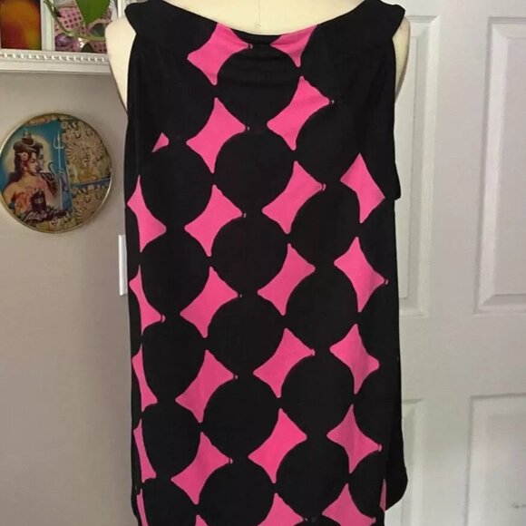 WORTHINGTON Pink Harlequin Abstract Draped smocked Camisole Tank shirt *SIZE XL* - Picture 4 of 5